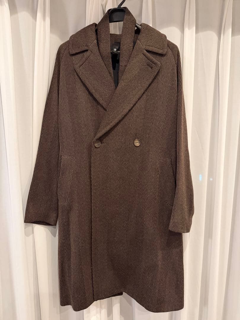 【極美品】hevo ダブルブレストベルテッドコート　sizeL