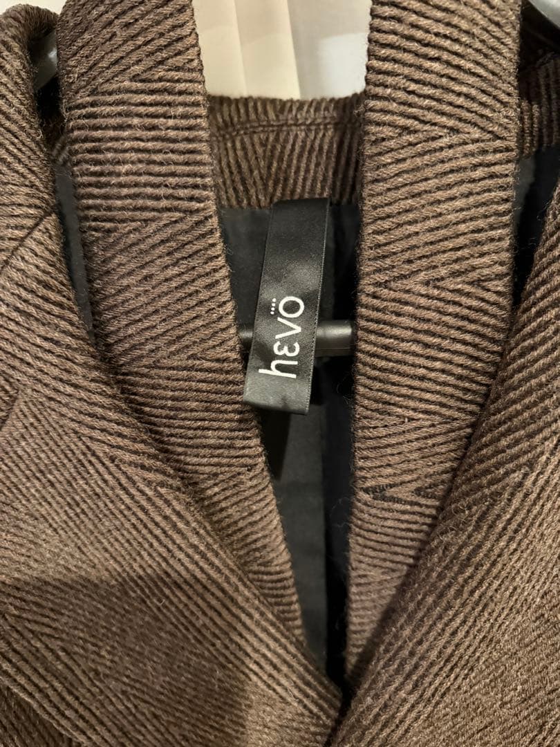 【極美品】hevo ダブルブレストベルテッドコート　sizeL