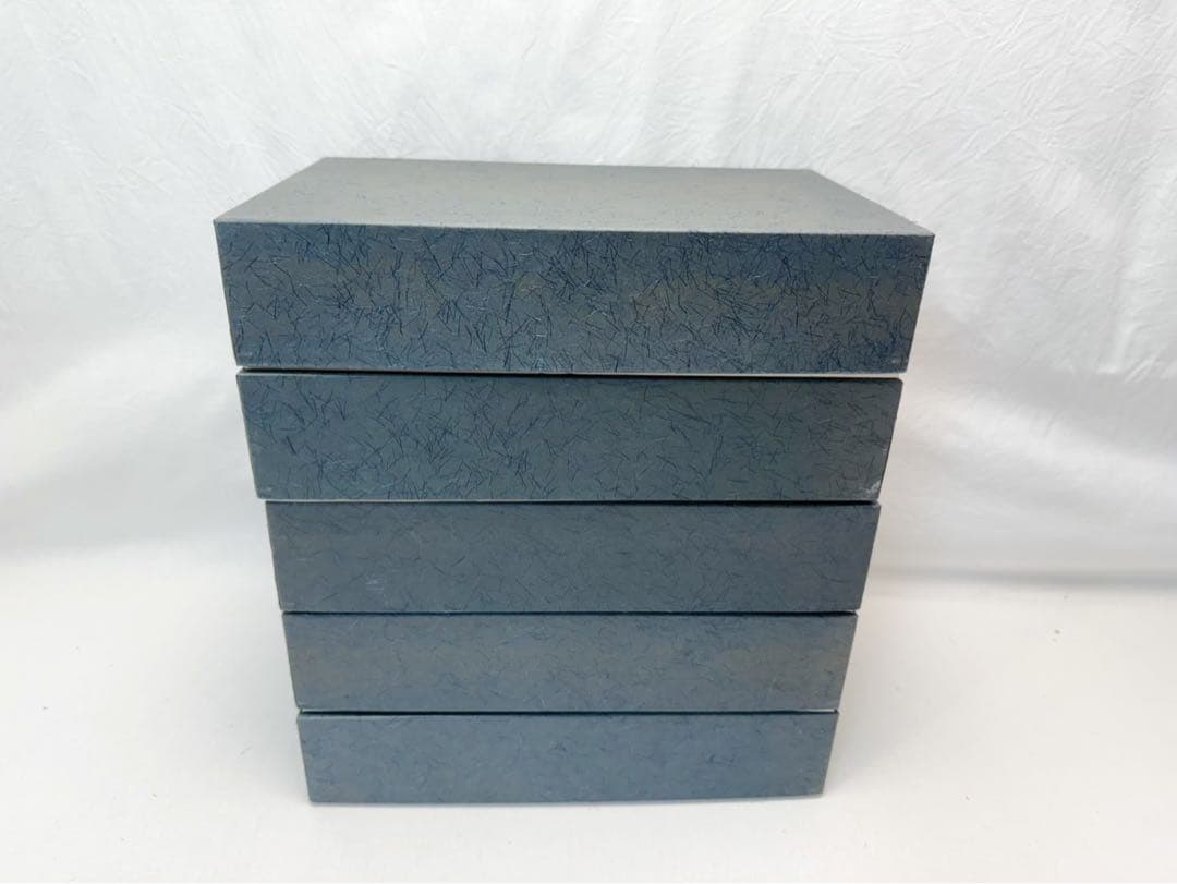 未使用 懐石道具 木製溜塗 小判型 幕の内 弁当箱5客組 内朱 紙箱