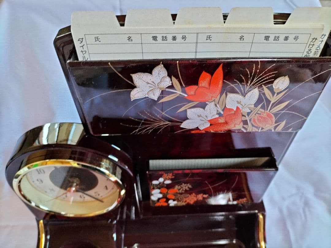 29新品未使用　電話台時計オルゴール付き