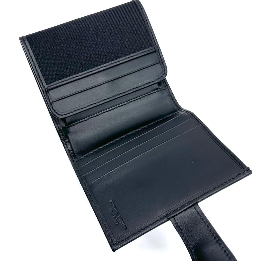 未使用✨ハンティングワールド 二つ折り財布 SAFARI 本革 キャンバス 黒