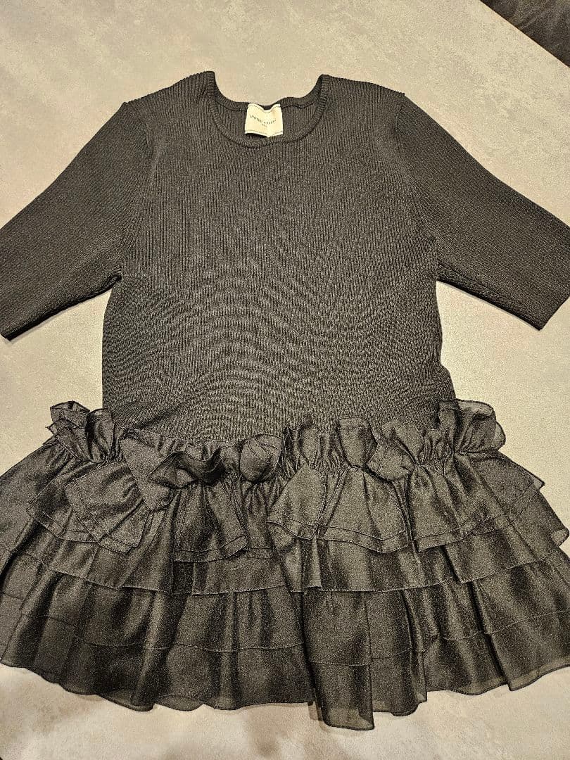 UNITED ARROWS　リボンペプラムニット　ブラック　ユナイテッドアローズ