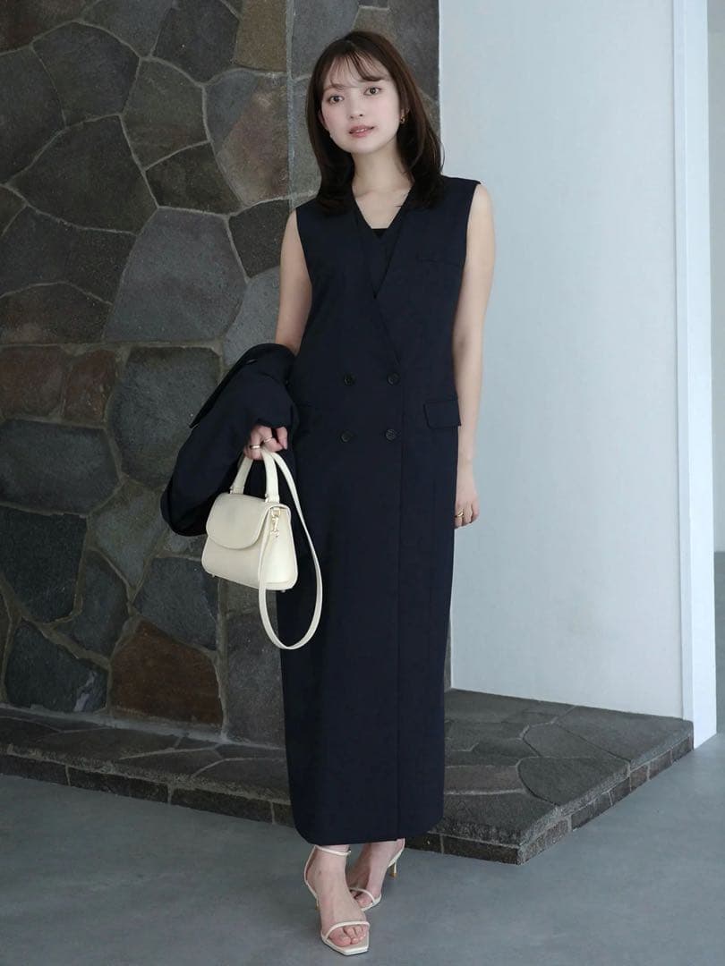 【新品タグ付き】anuans レイヤードジレワンピース