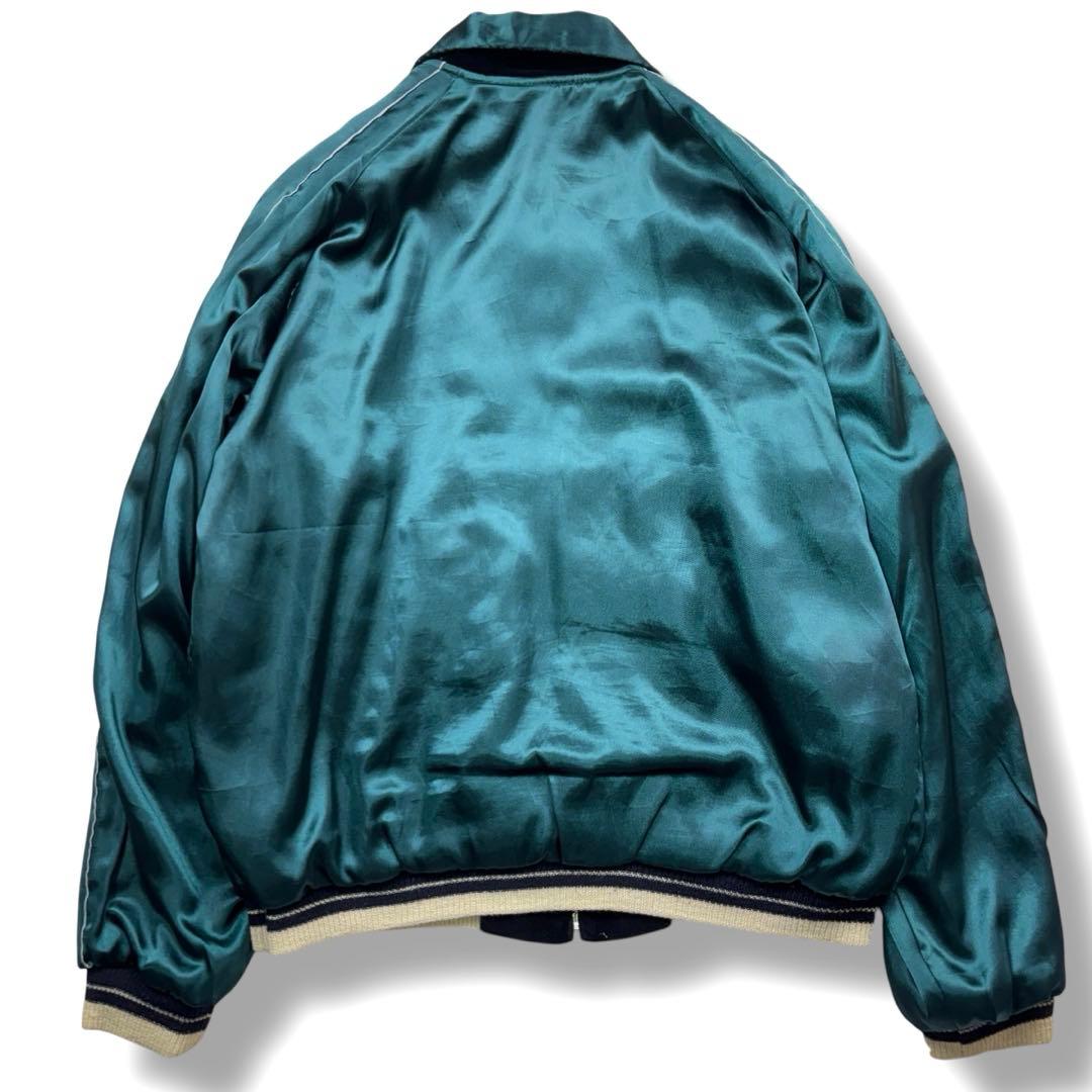 希少 テーラー東洋 スカジャン スーベニア 別珍 鷹×龍 刺繍 ベロア 黒 M