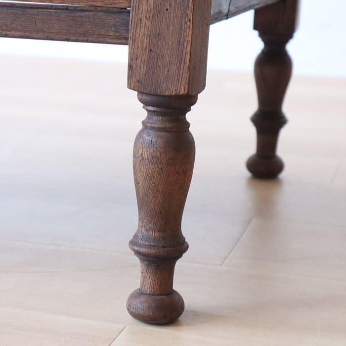 アンティーク ロクロ脚 引き出し2杯 無垢材 文机 古家具 ラワン