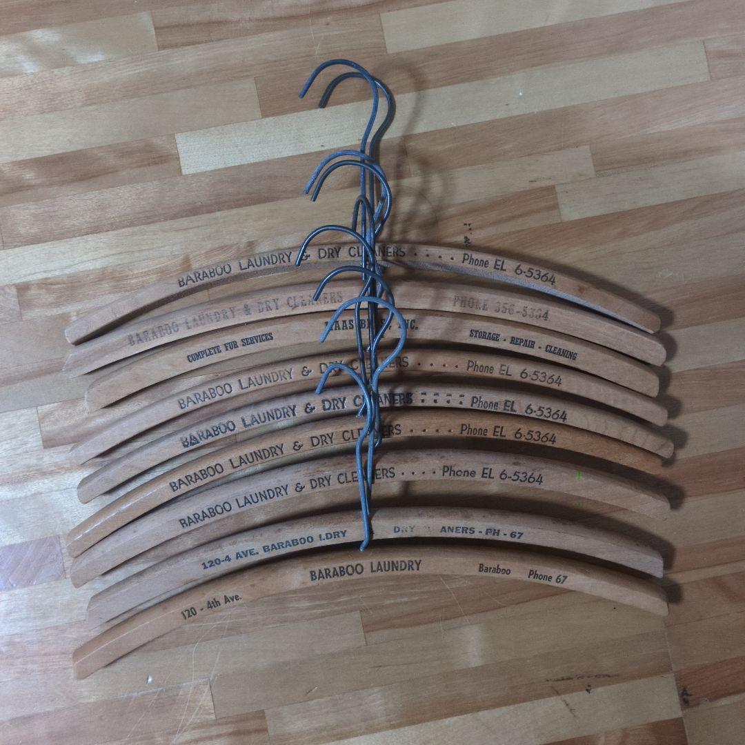 USA Vintage 木製 ウッド ハンガー 9本セット