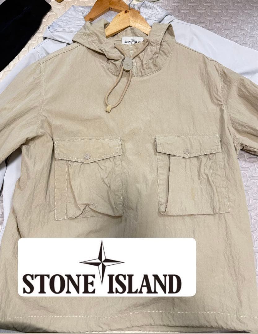 ストーンアイランド　アノラックパーカー　ハーフジップパーカー　ブルゾンベージュL