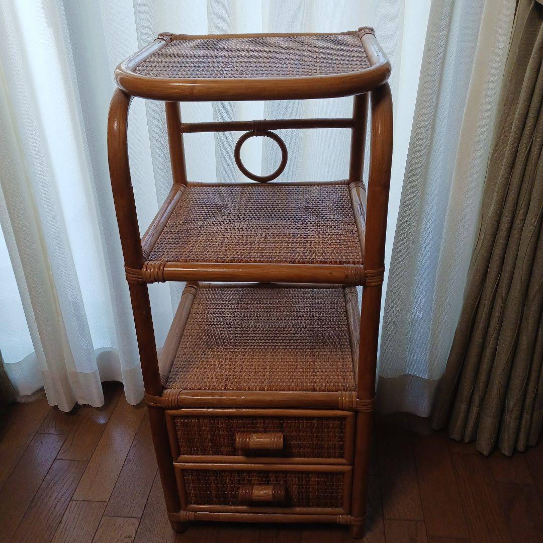 *籐製　飾り棚&引出し2段型