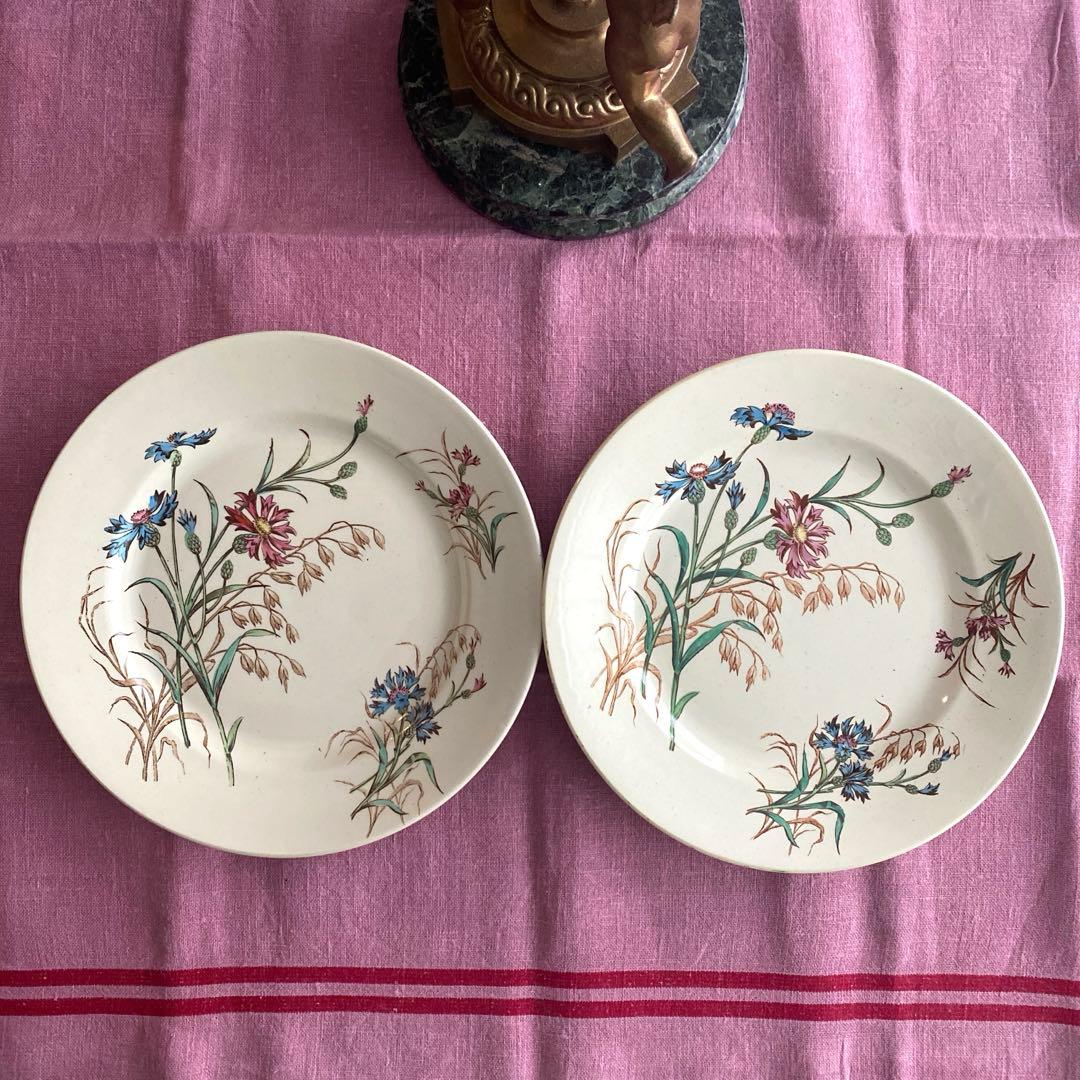 フランスアンティーク　LunevilleリュネヴィルBLEUET　矢車菊プレート