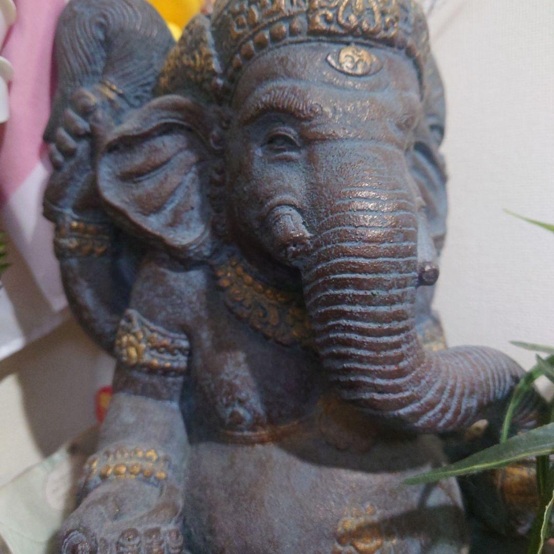 アジアン アンティークインパクト大 ガネーシャ像 置物 石製 約42cm