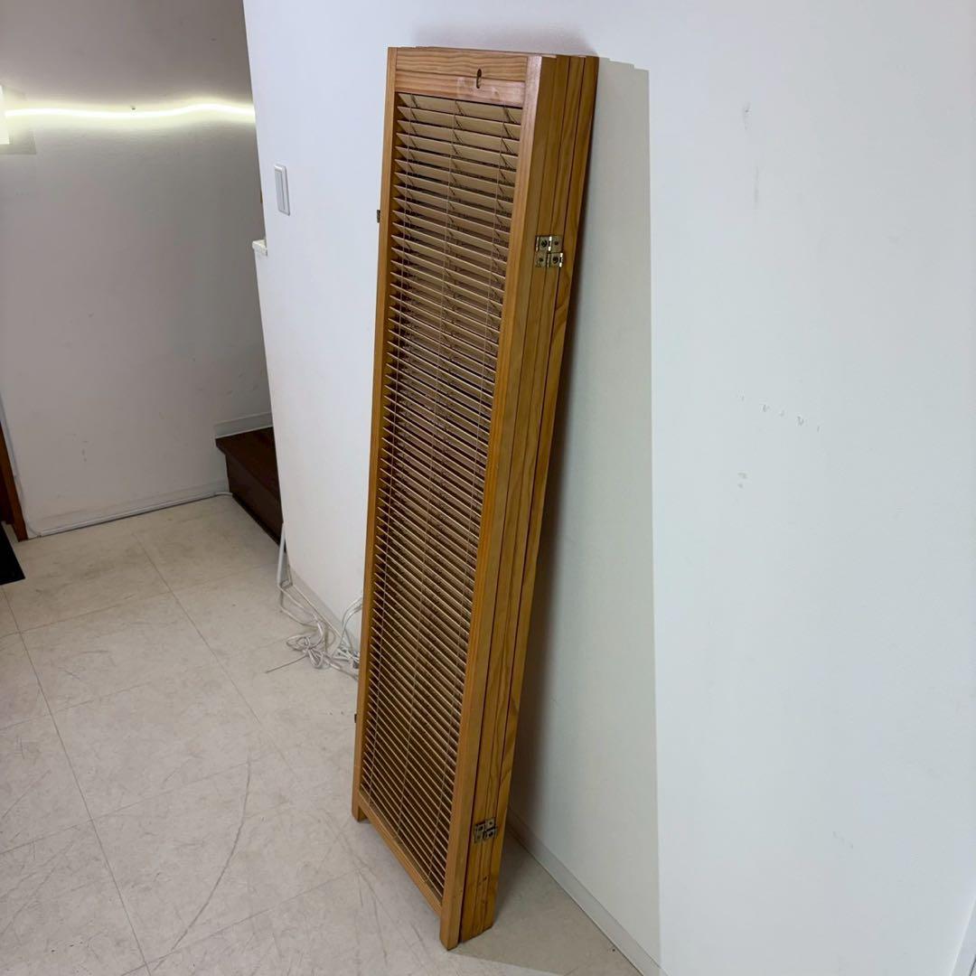 北欧レトロ　4面　パーテーション　ブラインド型　木製