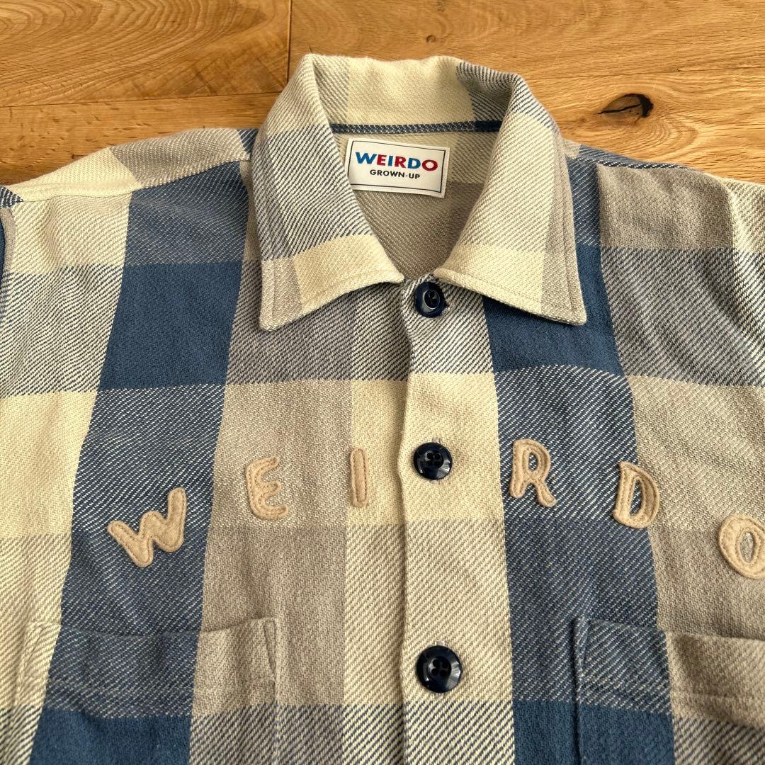 WEIRDO ワッペン チェックシャツ ブルーXL ウィアード レアサイズ
