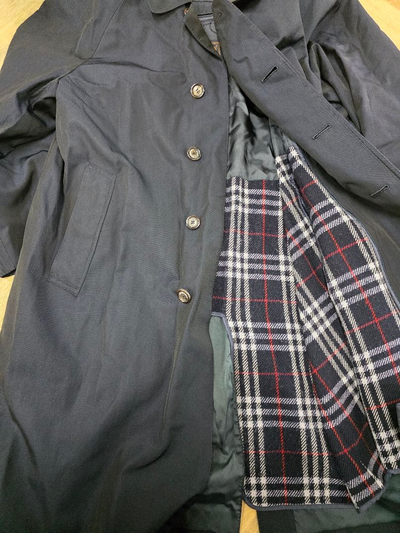 バーバリー ネイビー ステンカラーコート　美品　y57