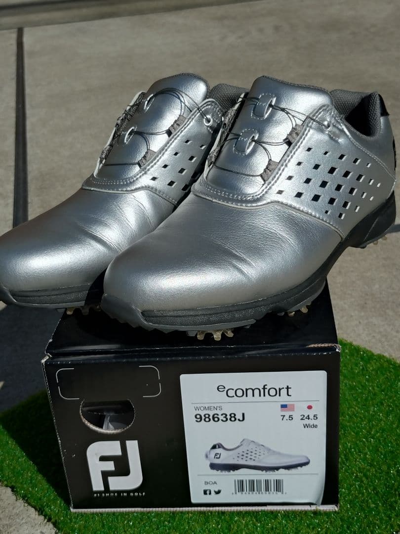 フットジョイ ゴルフシューズ イーコンフォート 箱無　24.5　シルバー FJ