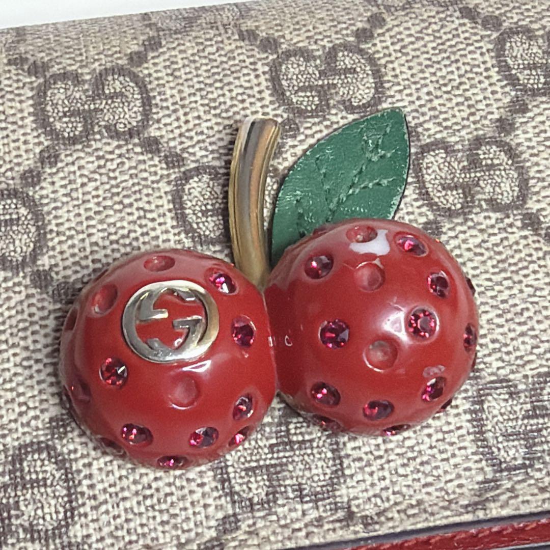 GUCCI グッチ GGスプリーム 2つ折り財布 さくらんぼ チェリー