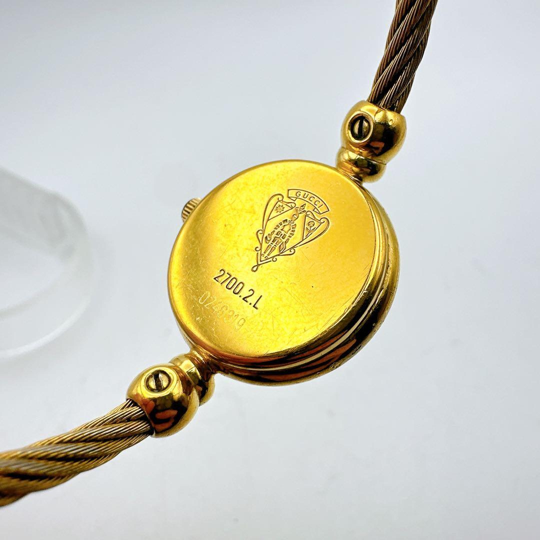 良品 稼動品 GUCCI グッチ レディース腕時計 ゴールド バングル シェル