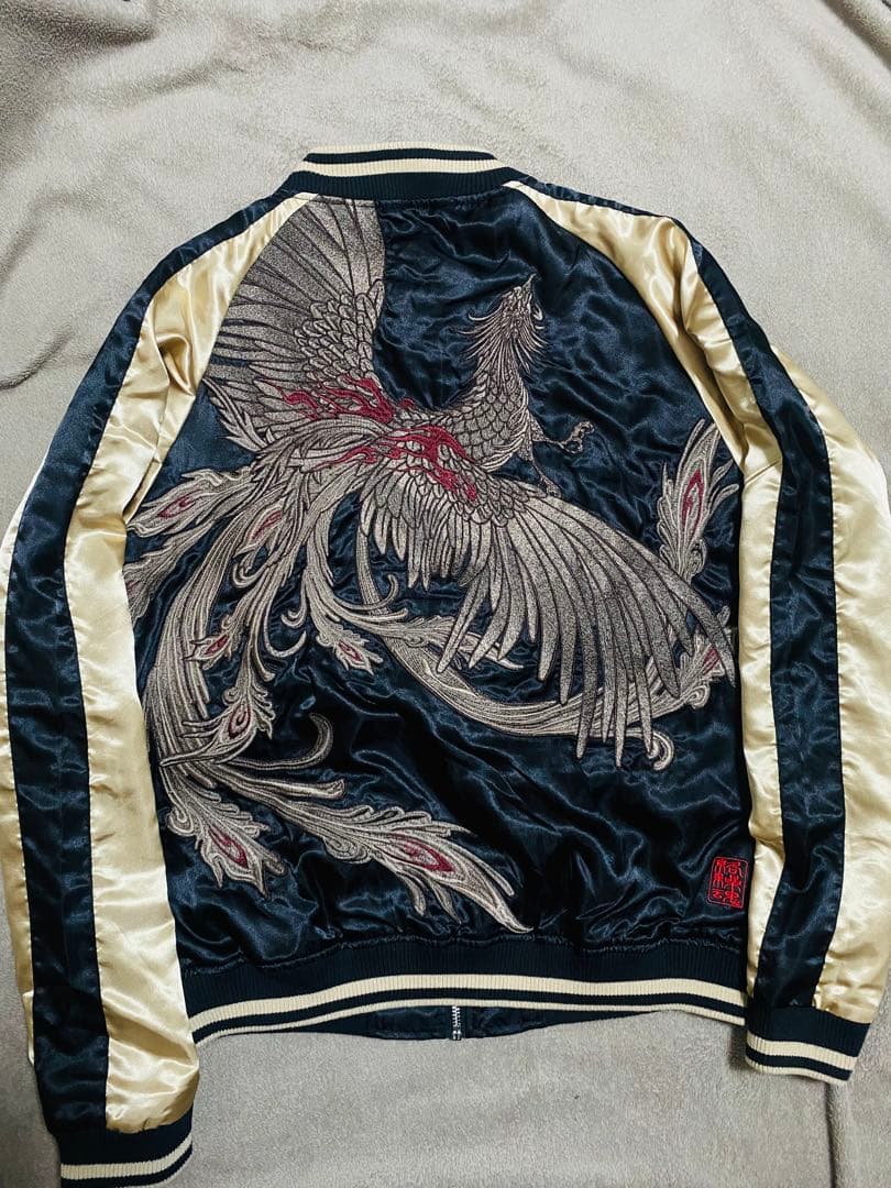絡繰魂 日本限定 スカジャン　サテン unisex 鳳凰刺繍