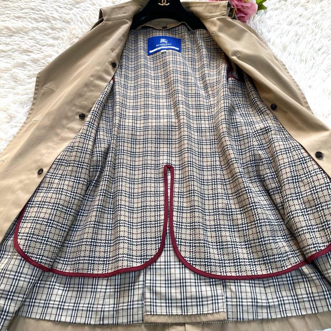 ま*ぎ様 美品✨BURBERRY BLUELABEL 襟元 ノバチェック トレン