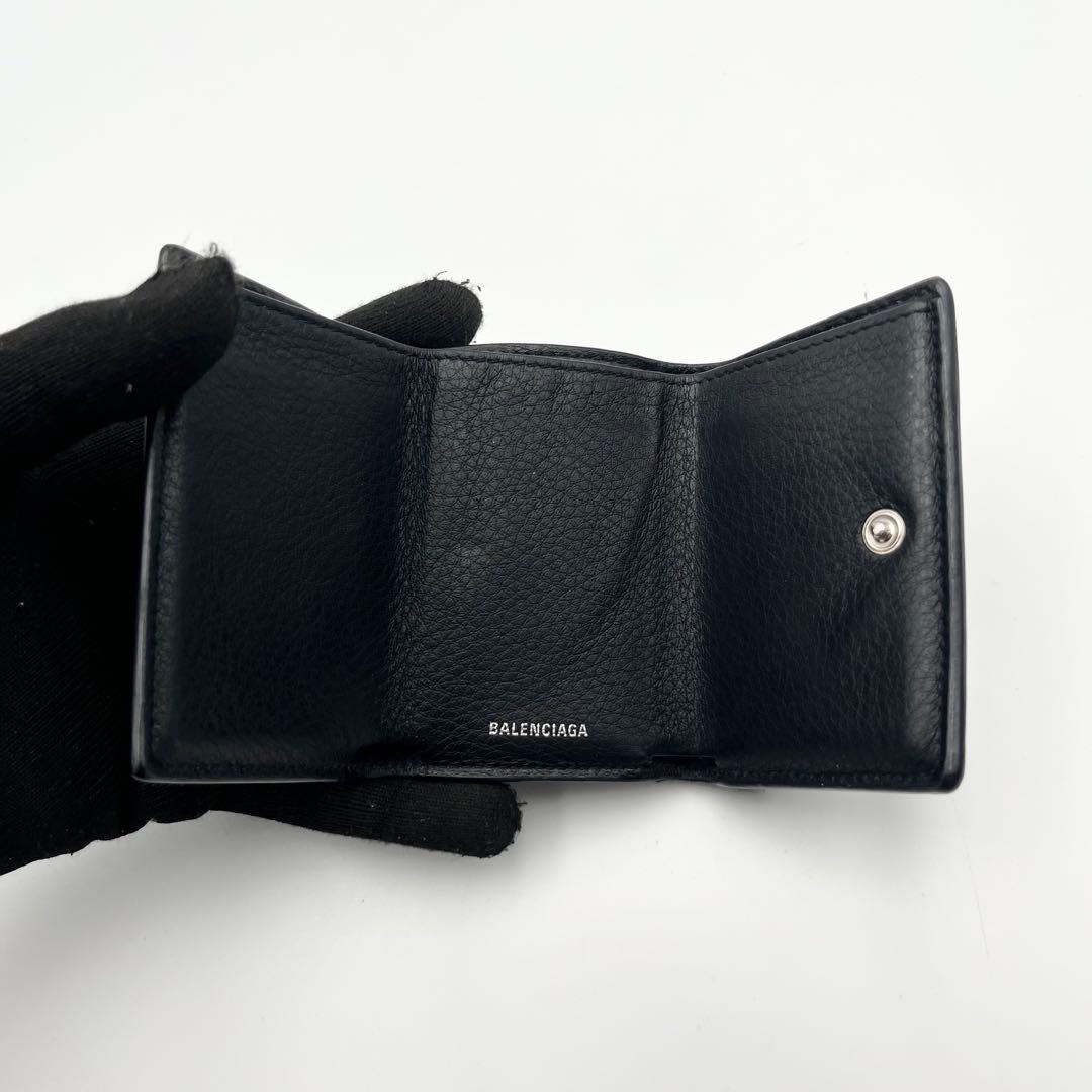 BALENCIAGA バレンシアガ ペーパーミニウォレット ブラック レザー 袋