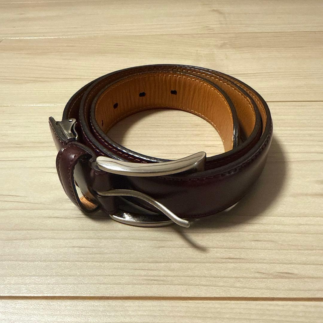 シェルコードバン　ベルト　バーガンディ