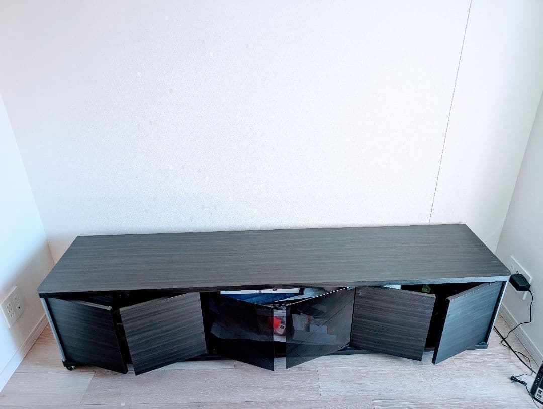幅177cm　アッシュグレーハイタイプ キャスター付きテレビ台
