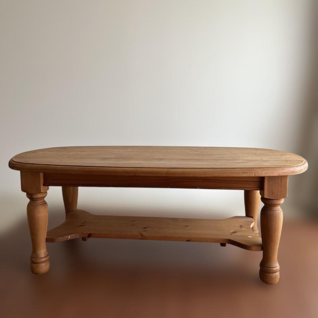 木製オーバル型センターテーブル