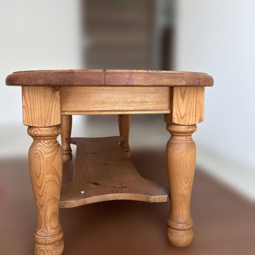 木製オーバル型センターテーブル