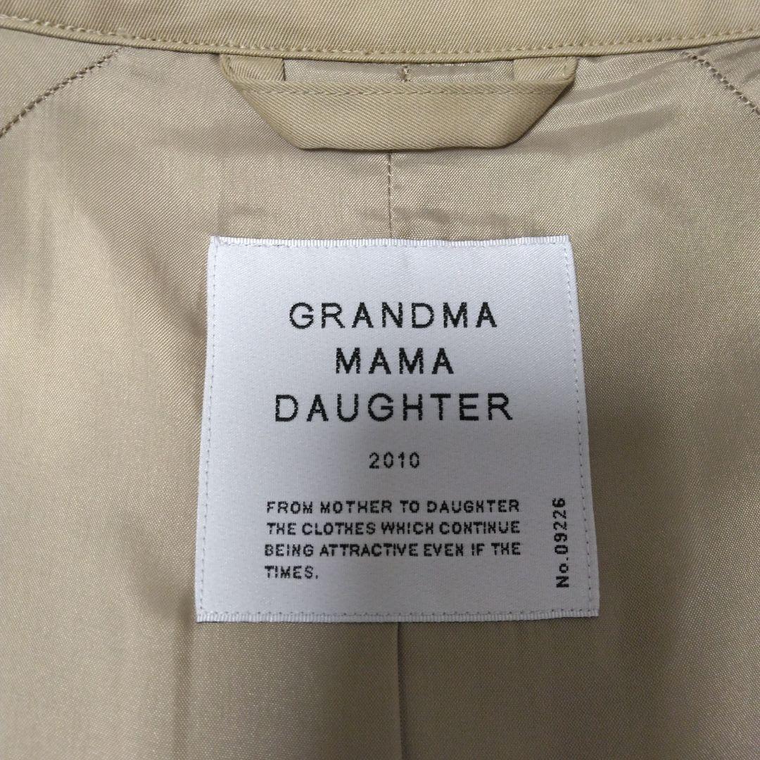 グランマ ママ ドーター コットン ギャバジン ラウンドカラー トレンチコート