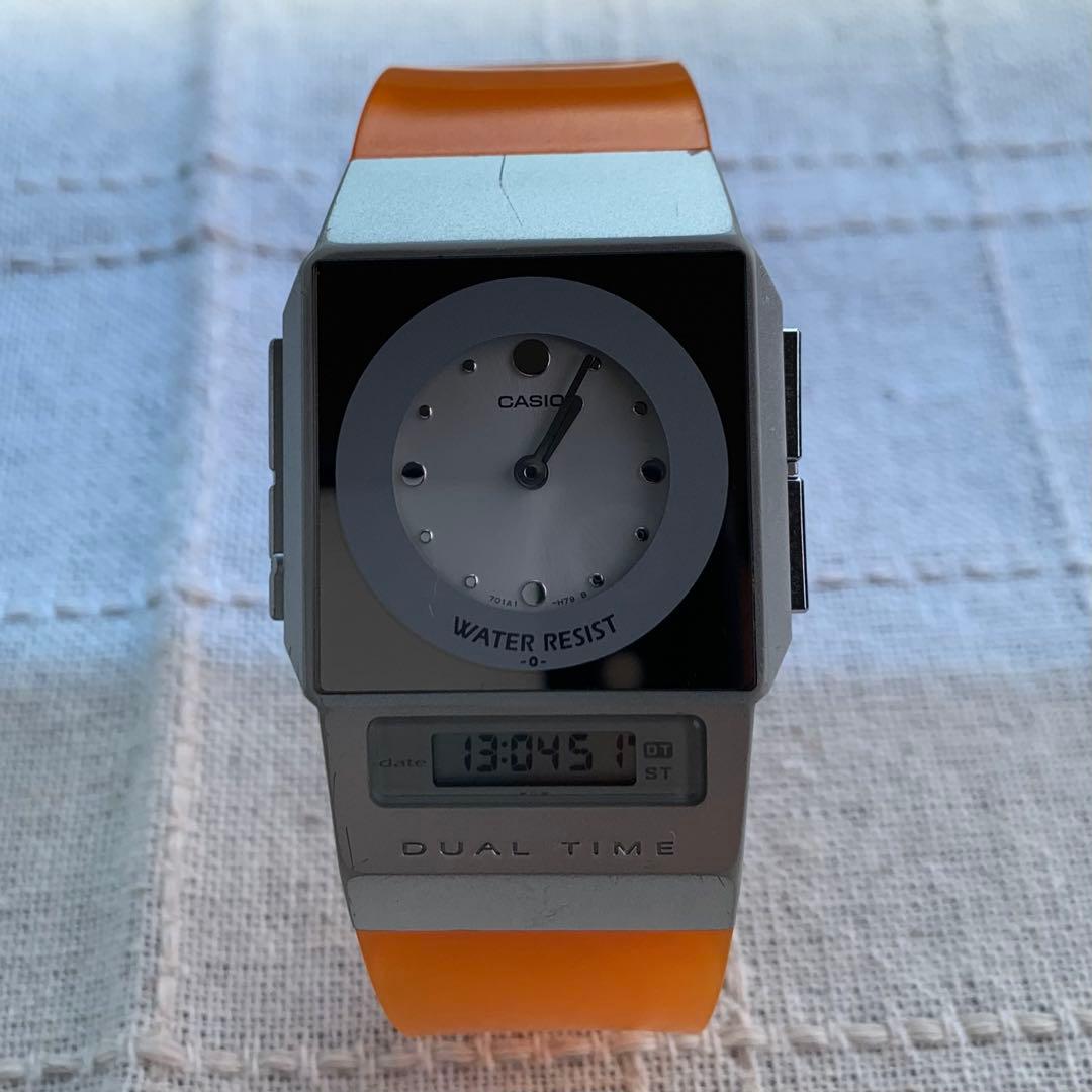 カシオ　フィルムウォッチ　ペラ　オレンジベルト　デジアナ