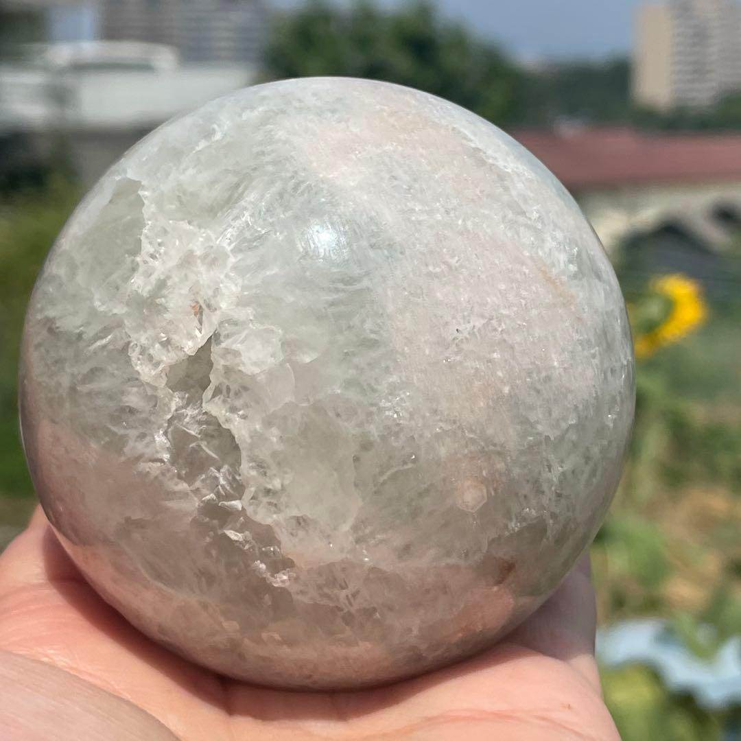 ★とても大きな子です★プラシオライト 桜瑪瑙共生 スフィア 天然石 置物