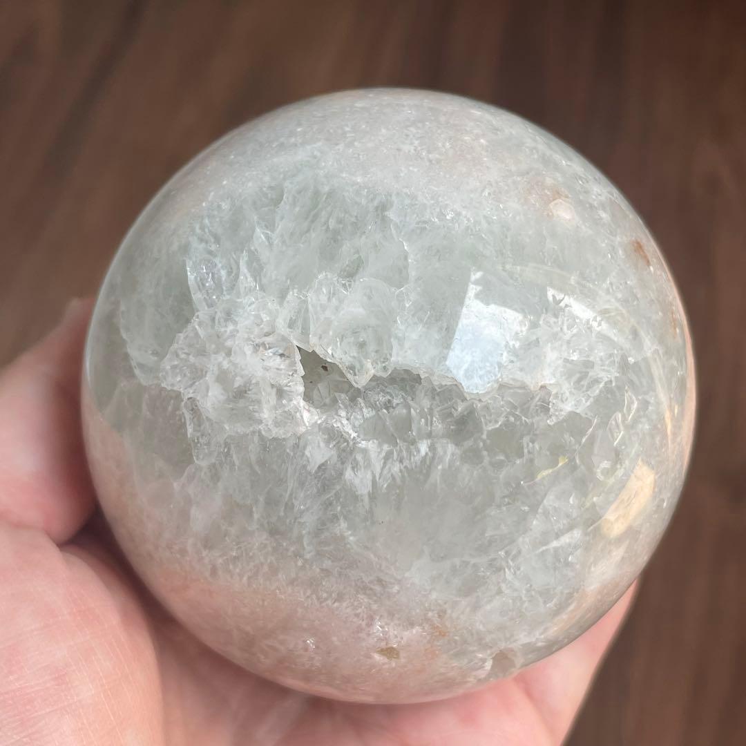 ★とても大きな子です★プラシオライト 桜瑪瑙共生 スフィア 天然石 置物