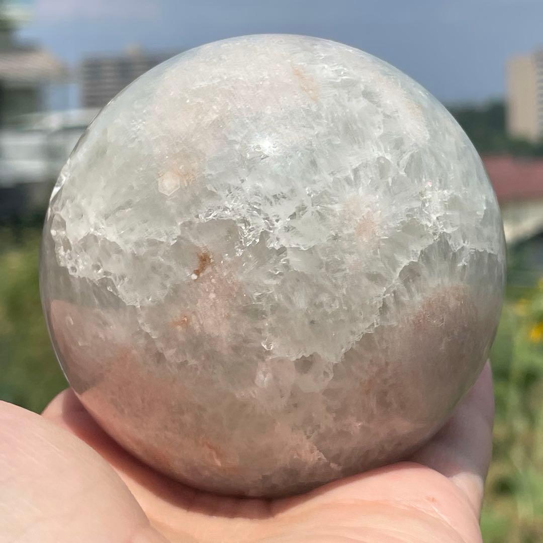 ★とても大きな子です★プラシオライト 桜瑪瑙共生 スフィア 天然石 置物