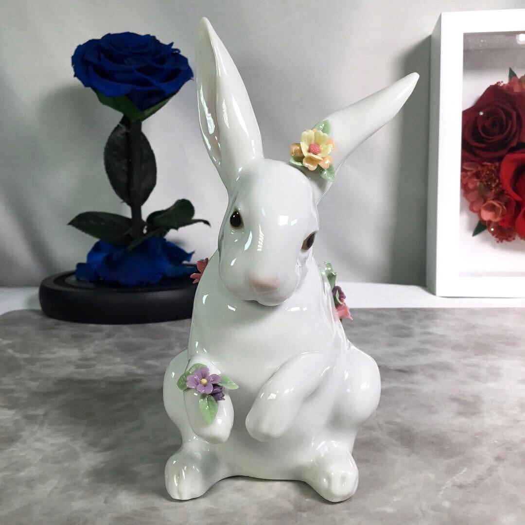 リヤドロ LLADRO 花飾りの白うさぎ フラワー ラビット ROEN joy