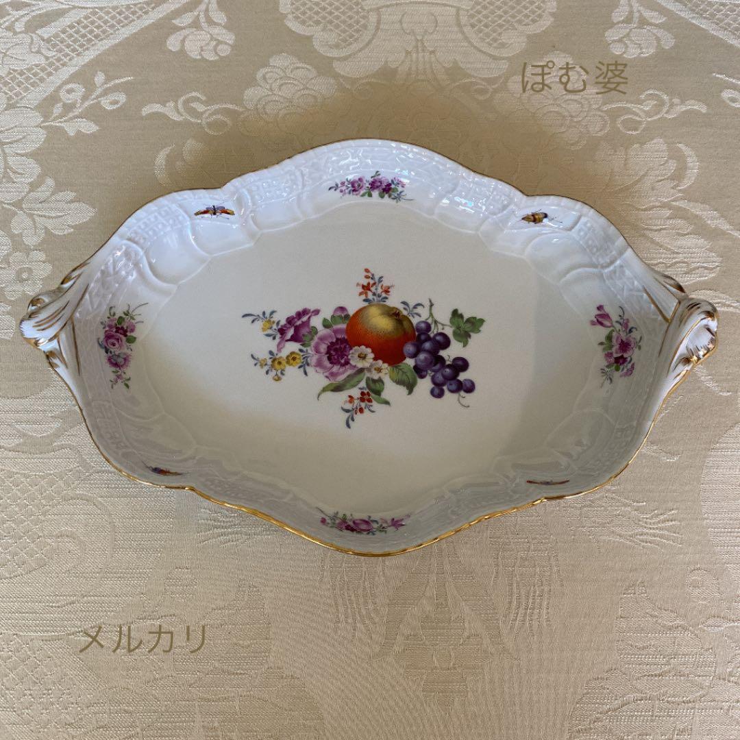 【マイセン】「旧画法／果物・花と昆虫」楕円大皿