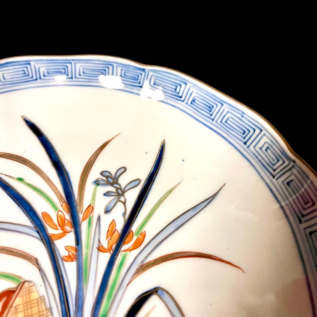 ★アンティーク　骨董品　時代物 ★古伊万里　染付金彩色絵　 　大皿　八寸皿　2枚