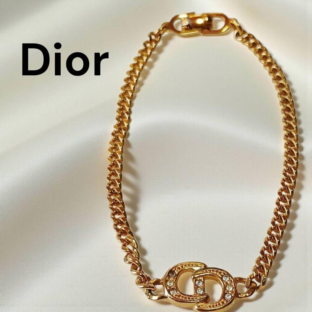 Dior ディオール CDロゴ ラインストーン ブレスレット ゴールド