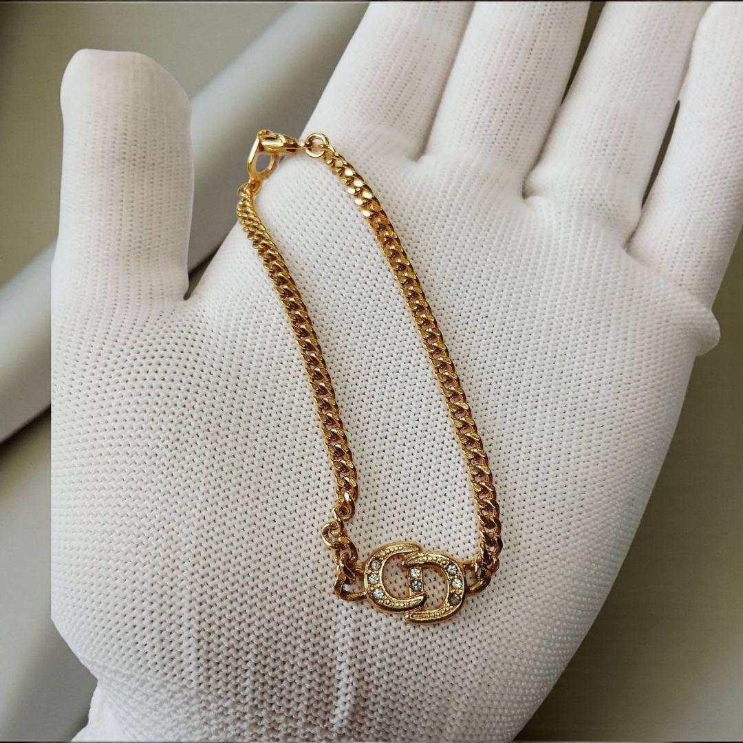 Dior ディオール CDロゴ ラインストーン ブレスレット ゴールド