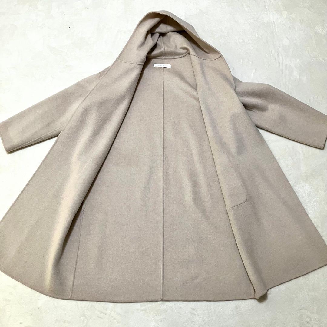 ギャルリーヴィー ダブルフェイス フーデッド リバーコート ライトベージュ 36