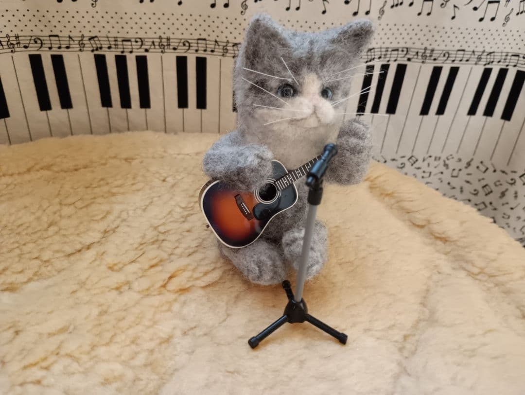 羊毛フェルト 猫 【ボクはギタリスト】