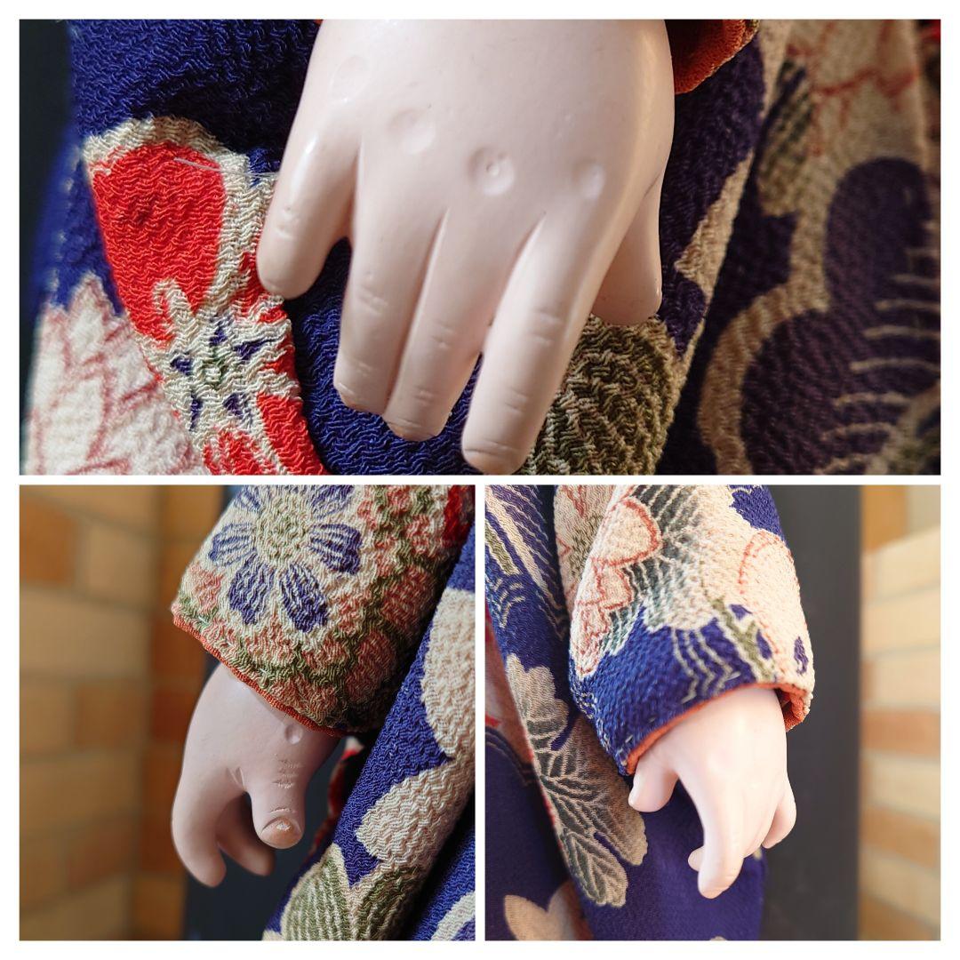 極上　市松人形 大正から昭和初期　爪切りつき　白木屋特製　羽衣　人毛　約42cm