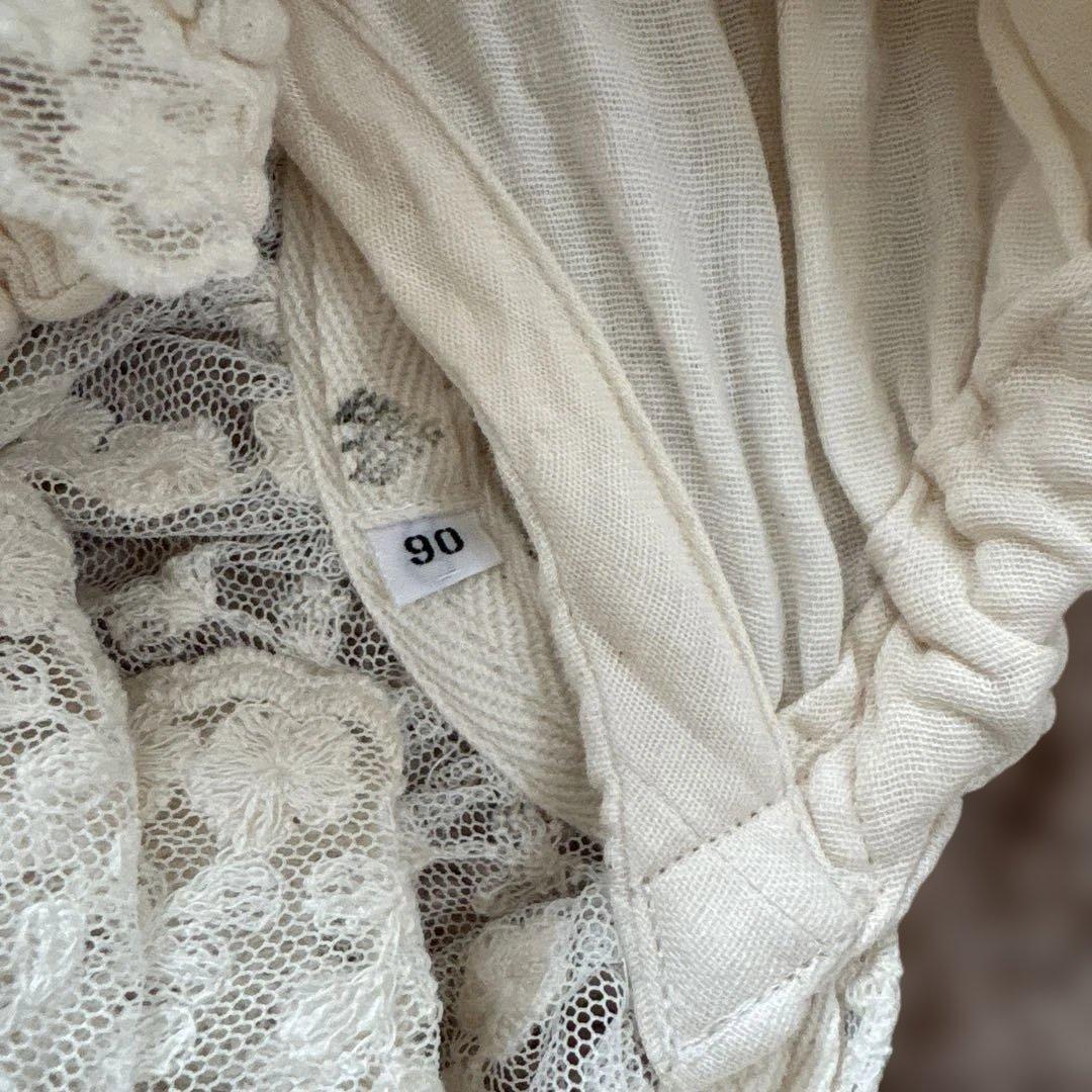 ★ ネグリジェワンピース アイボリー レース付きフリルワンピース 90 ★