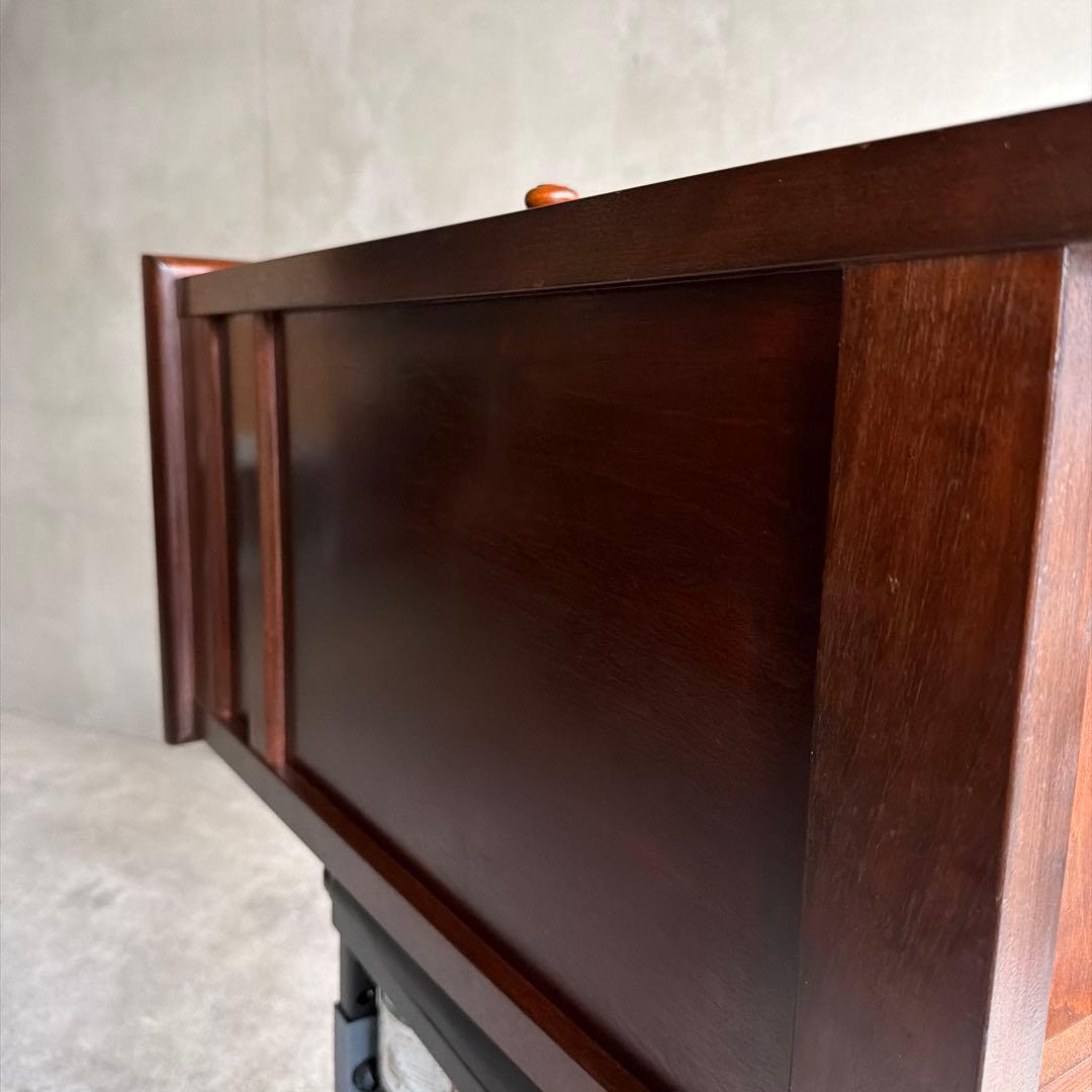 極美品　松本民芸家具 ミズメザクラ無垢材 C型電話台 キャビネット 天然木