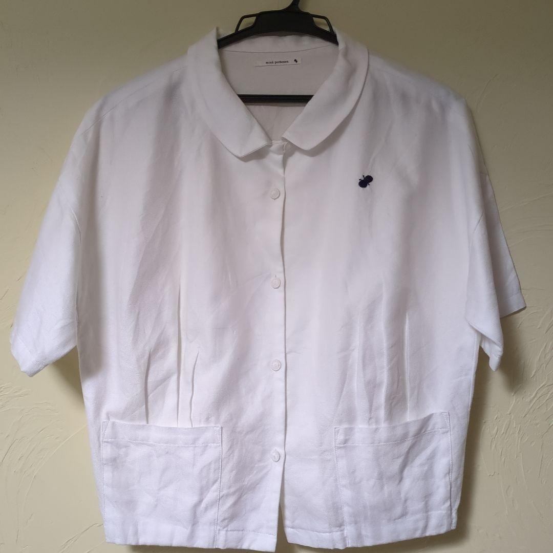 ミナペルホネン　襟付き半袖ブラウス