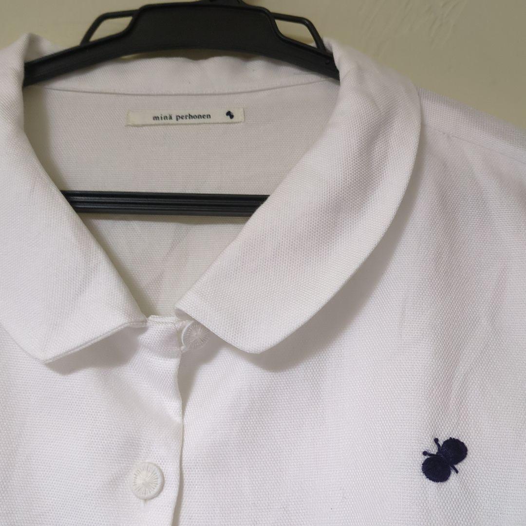 ミナペルホネン　襟付き半袖ブラウス