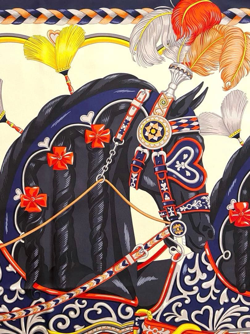 極美品 可愛い エルメス シルクスカーフ カレ90 アルネ・ドゥ・クール ハート