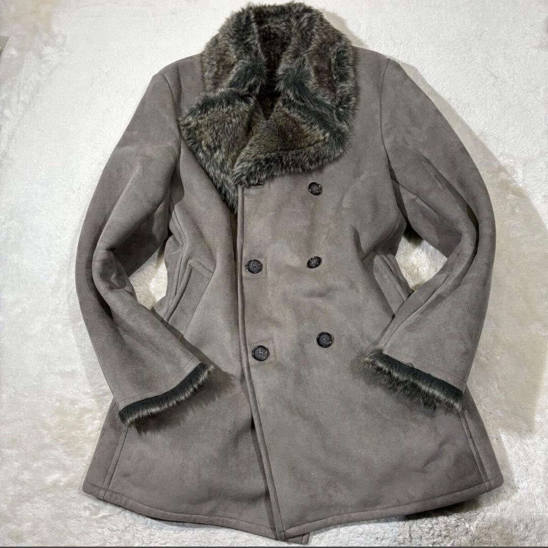 美品 MEN'S TENORAS エコムートン コート ボア ダブル 肉厚極暖L