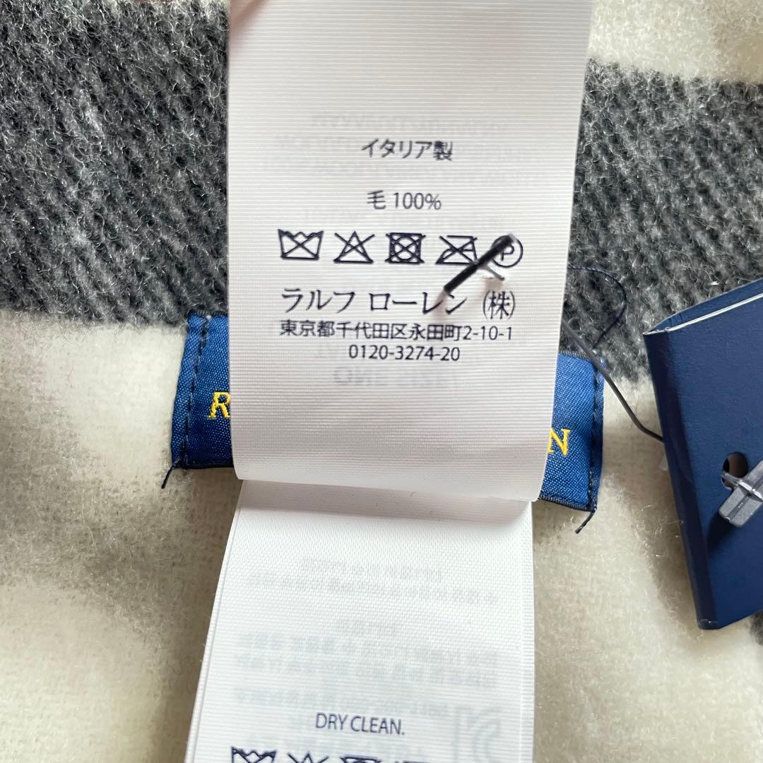 新品未使用　タグ付き　ポロラルフローレン　イタリア製　ウールマフラー　ポニー　白