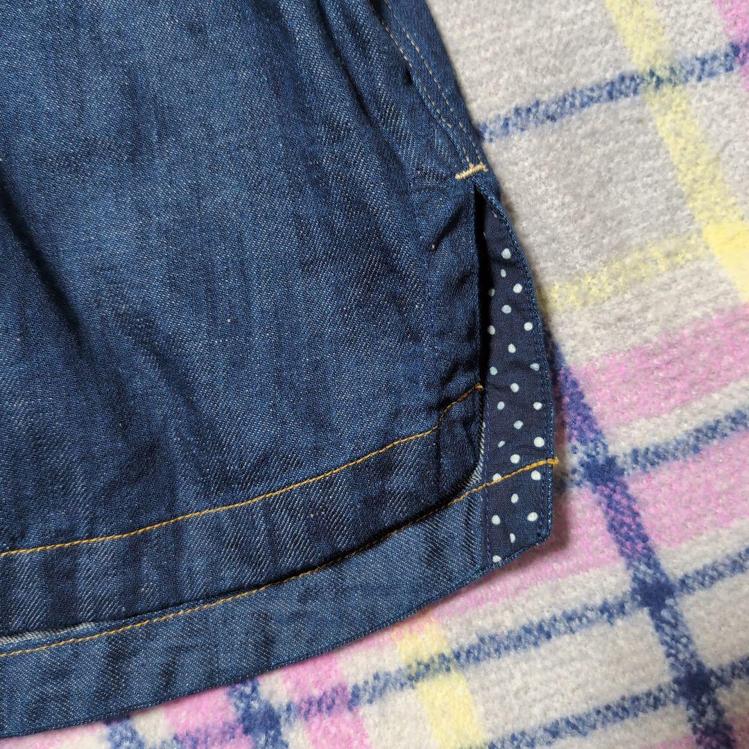 ✨️45R ✨️新品タグ付き✨️小麦デニム フリル Vネック 半袖シャツ