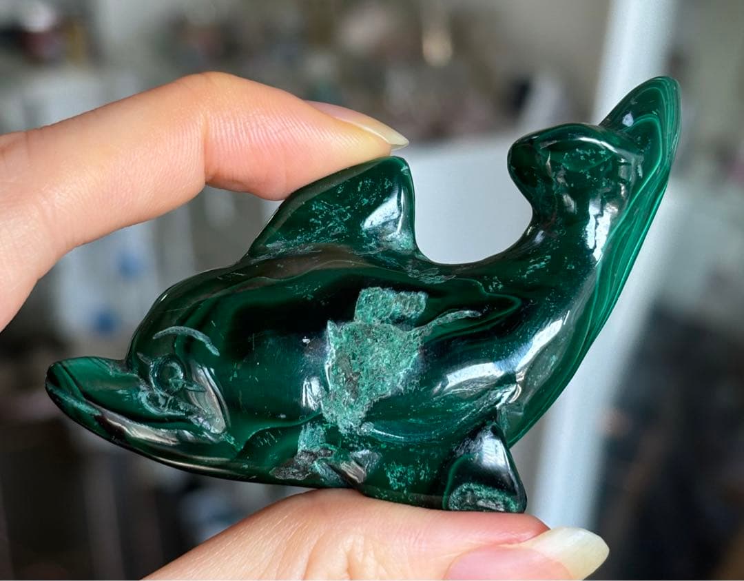レア　高品質　マラカイト　イルカ　ドルフィン