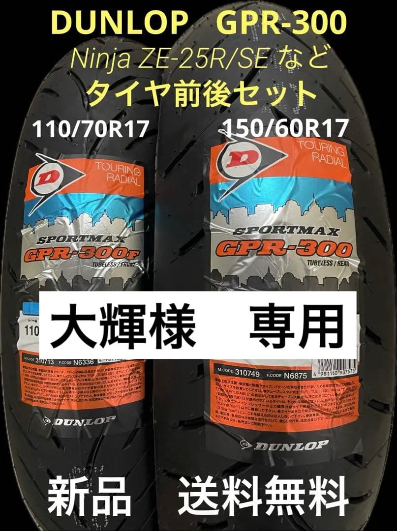 DL GPR300 110/70R17 150/60R17 タイヤ前後セット
